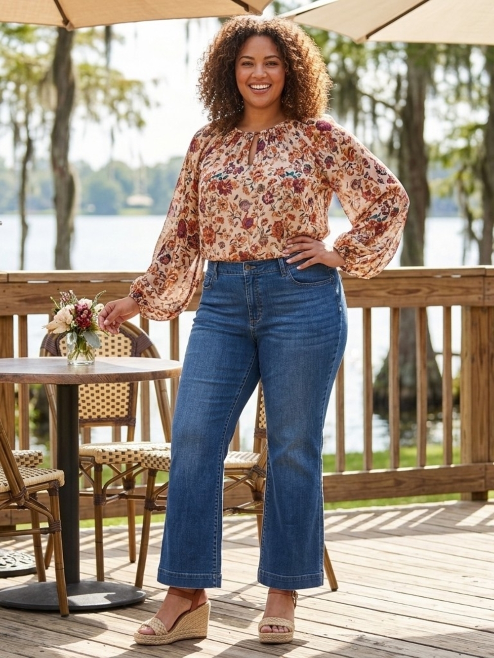 Talbots Flawless 5 Pocket Flare Jeans Medium Blue Size 18WP